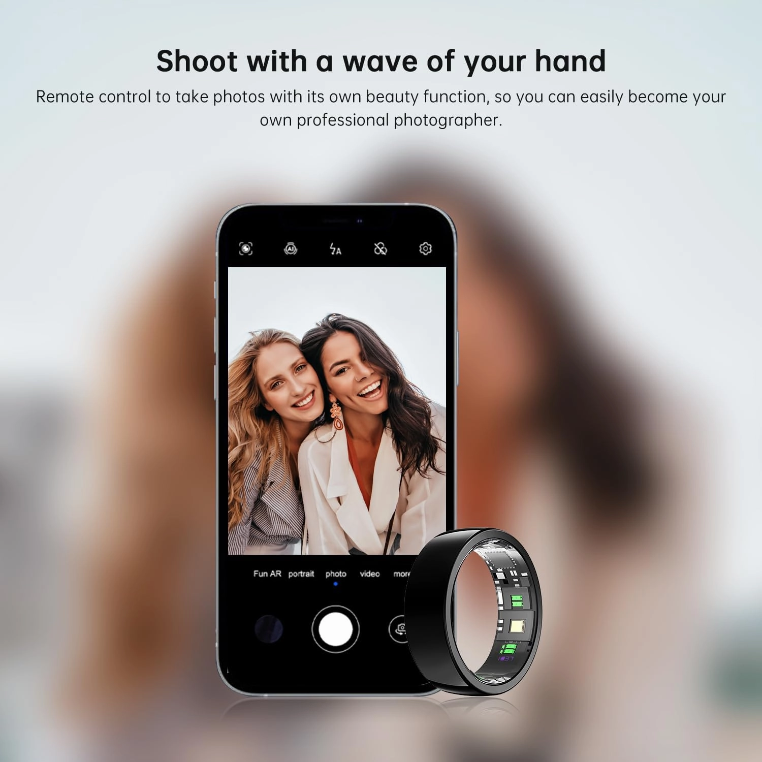 Smart Ring - Sleep Tracking Wearable - Heart Rate - Oxygen Monitoring - Fitness Tracker - Hand Gesture Brush Tiktok - Remote Camera - Up to 9 Days of Battery Life