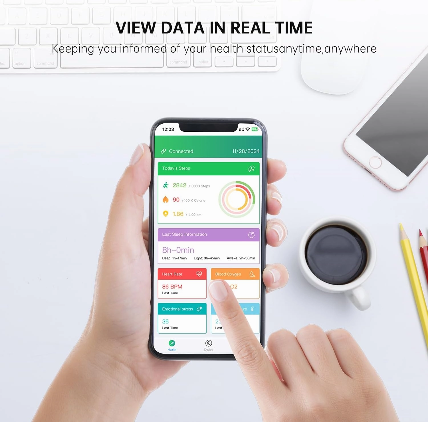 Smart Ring - Sleep Tracking Wearable - Heart Rate - Oxygen Monitoring - Fitness Tracker - Hand Gesture Brush Tiktok - Remote Camera - Up to 9 Days of Battery Life