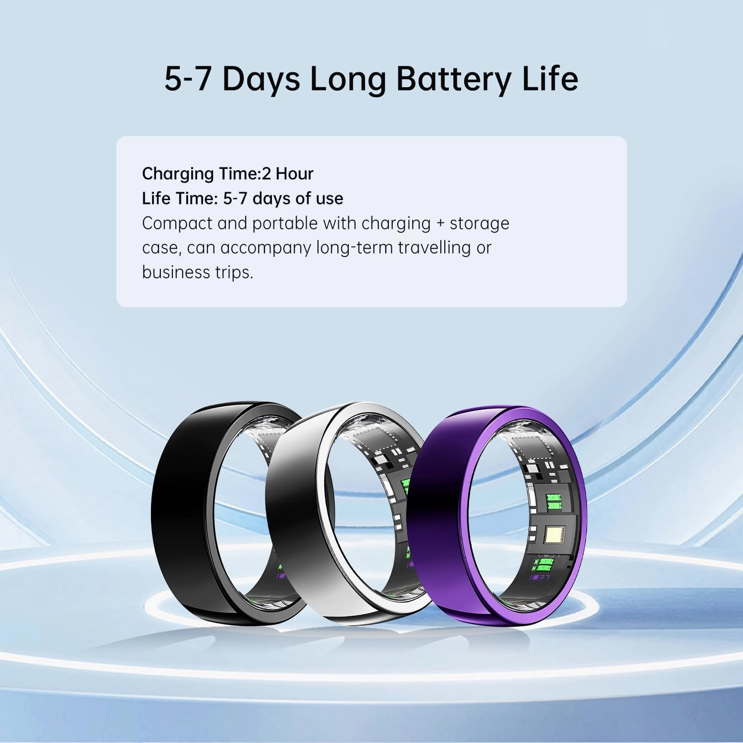 Smart Ring - Sleep Tracking Wearable - Heart Rate - Oxygen Monitoring - Fitness Tracker - Hand Gesture Brush Tiktok - Remote Camera - Up to 9 Days of Battery Life