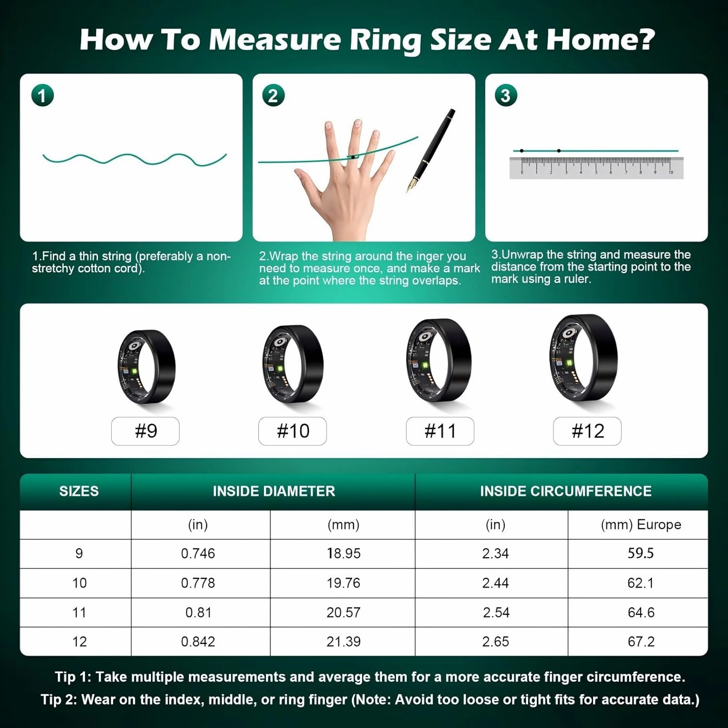 Smart Ring Fitness Tracker for Men - Health Heart Rate Ring with Sleep Monitor and Blood Oxygen Tracking, No Subscription Fee, Family Care, Remote Photography,IP68 Waterproof