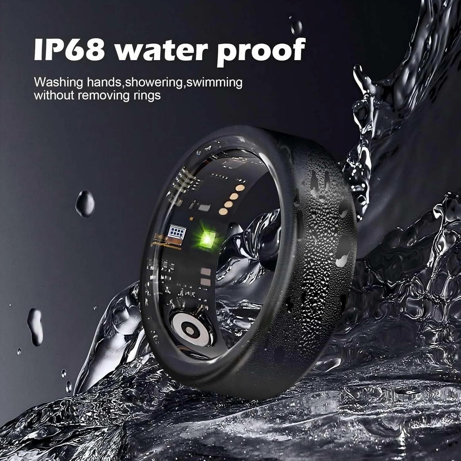 Smart Ring Fitness Tracker for Men - Health Heart Rate Ring with Sleep Monitor and Blood Oxygen Tracking, No Subscription Fee, Family Care, Remote Photography,IP68 Waterproof
