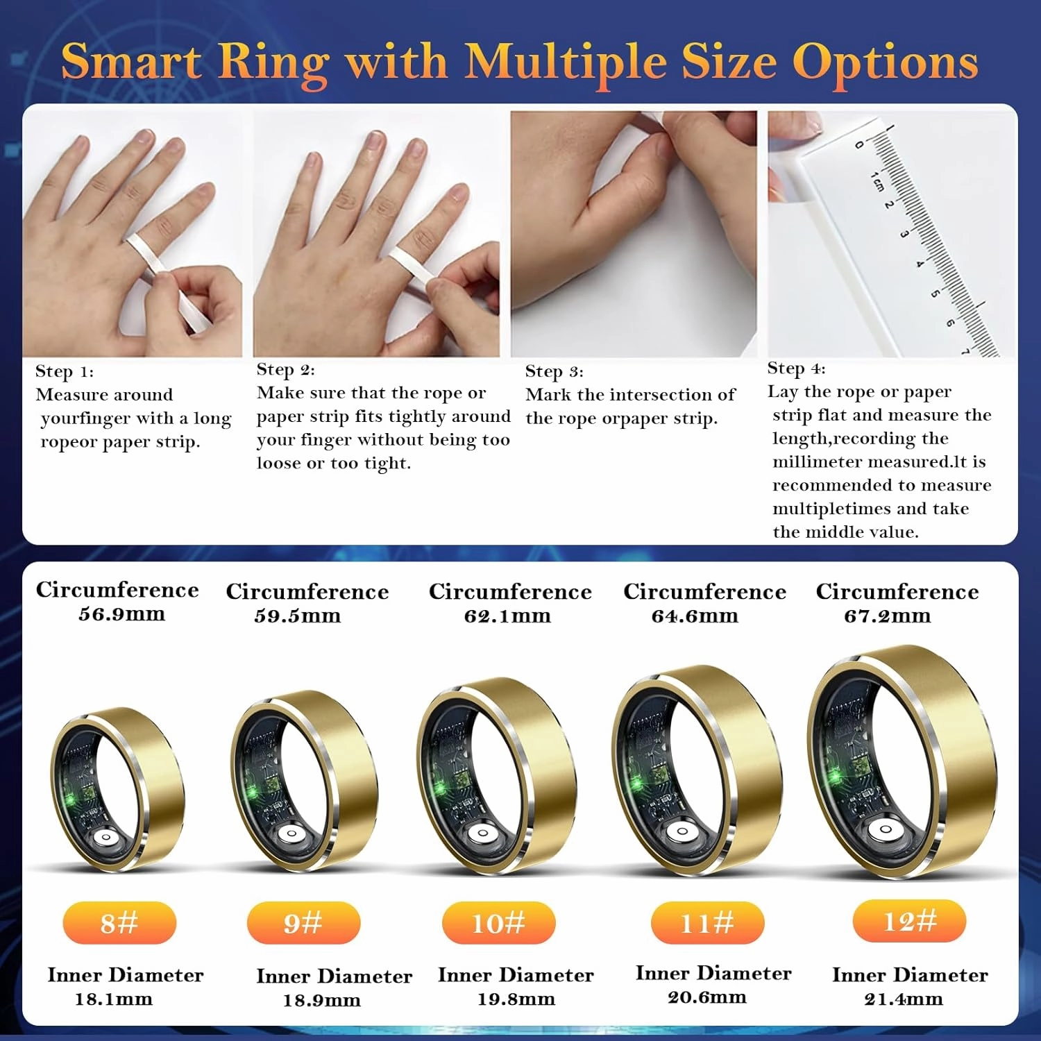 Smart Ring for Women Men-Wearable Fitness Tracker with Sleep Tracking Heart Rate Blood Oxygen Healthy Monitor Ring Activity Monitoring Steps Calories for Adult