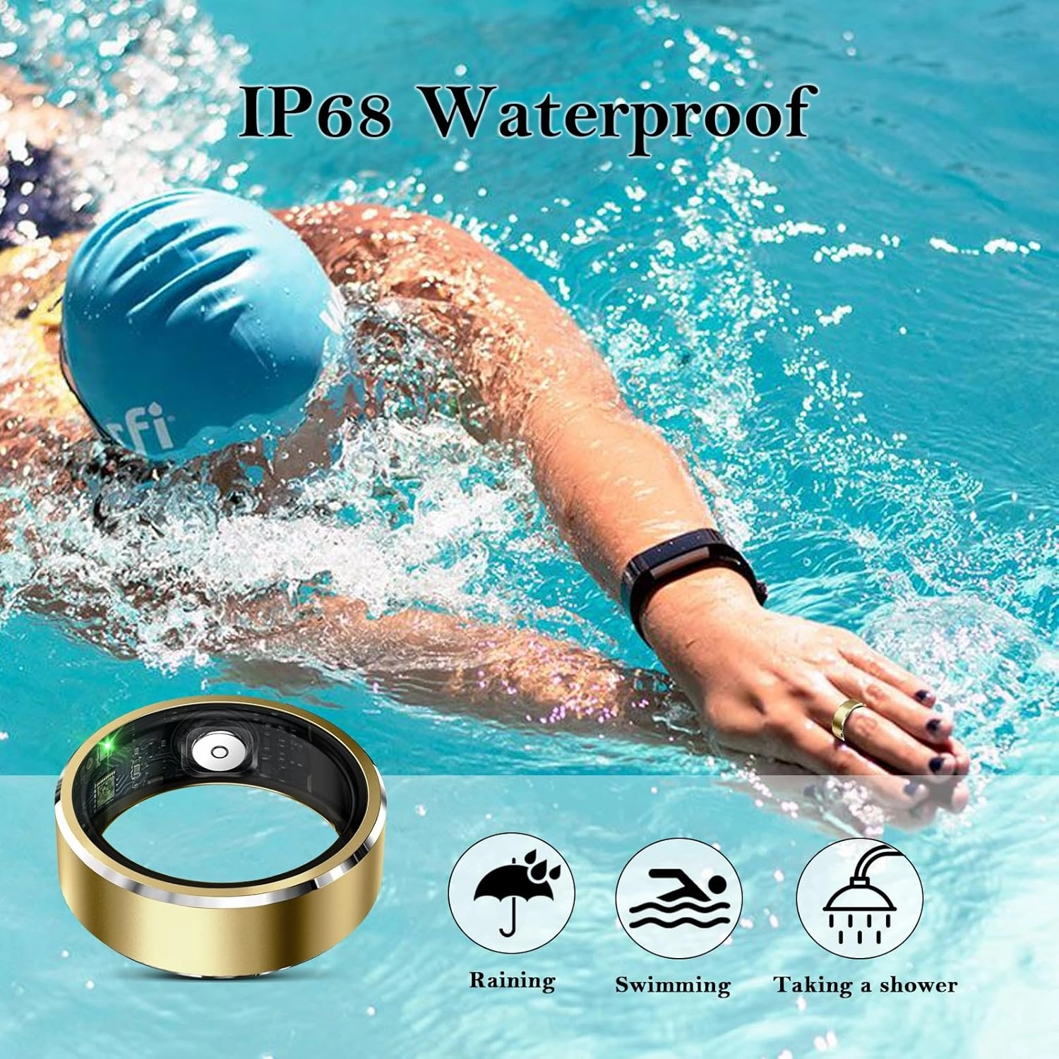 Smart Ring for Women Men-Wearable Fitness Tracker with Sleep Tracking Heart Rate Blood Oxygen Healthy Monitor Ring Activity Monitoring Steps Calories for Adult