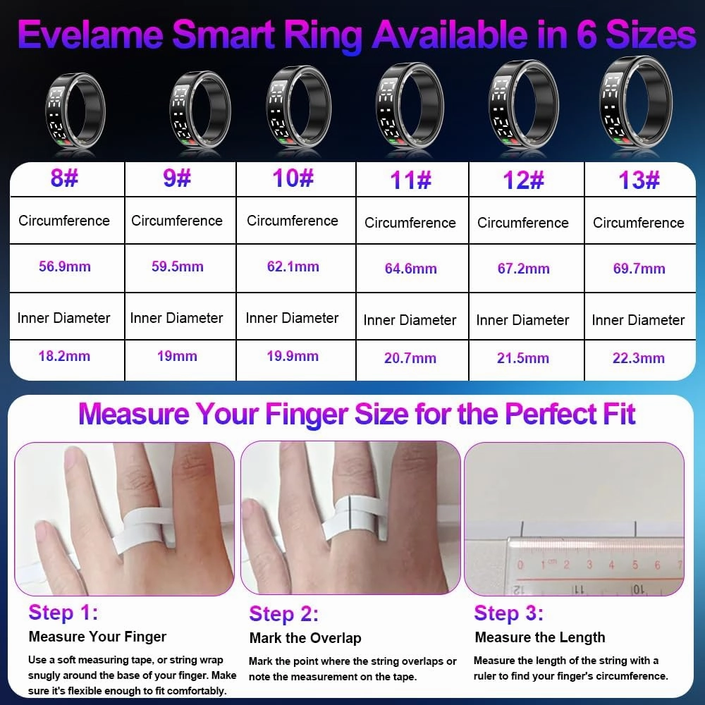 Smart Ring Health Tracker with Display Screen & Touch Button, Bluetooth Connection Health Ring for Women Men, Tracks Heart Rate/Blood Oxygen/Sleep/Steps/Sports Activities, IP68 Waterproof