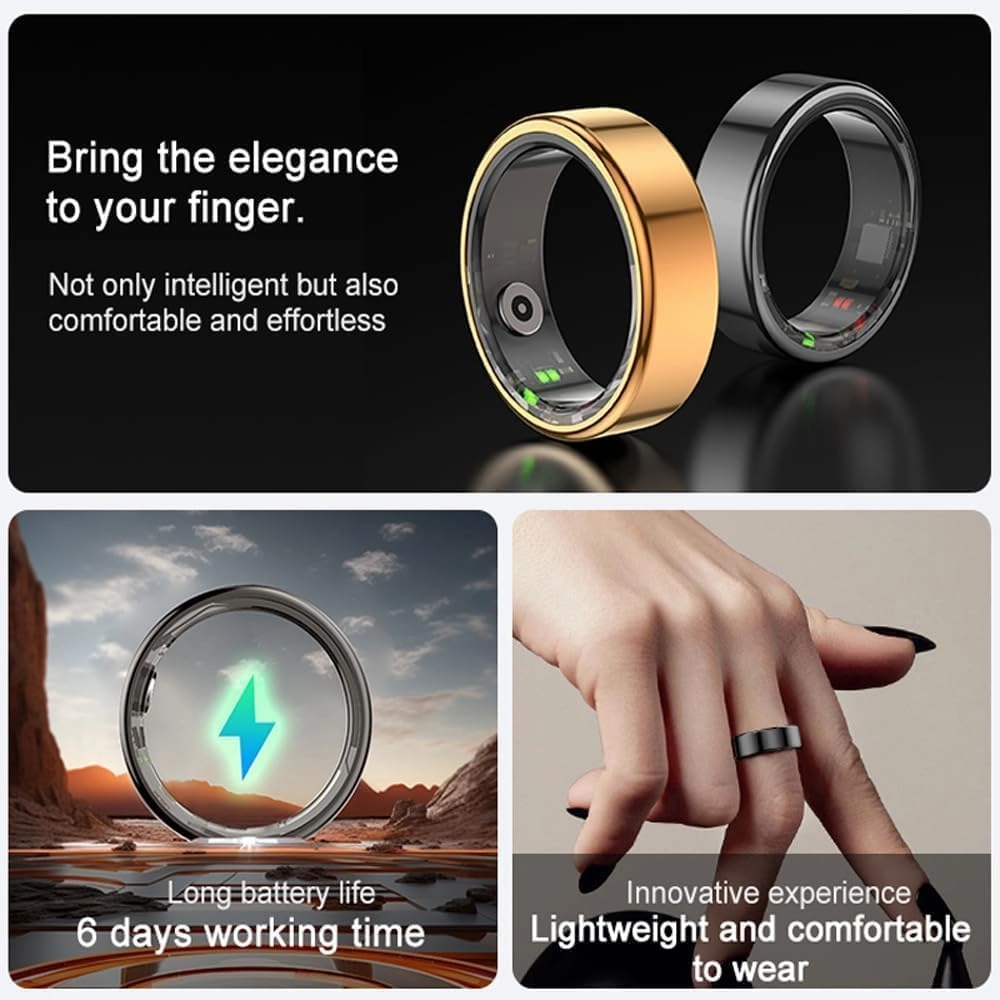Smart Rings for Men Women Fitness Rings Heart Rate Monitor Sleep Tracker Health Ring Pedometer Calories Step Counter Waterproof Fitness Tracker for iOS Android Phones