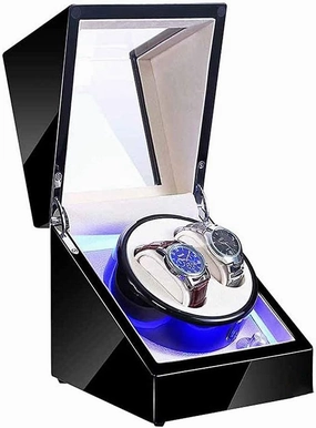 Smooth 2 0 Wood Automatic Watch Winder for LED, 5 Roating Modes, Silent Motor, Watch Winding Display Storage Box (E)