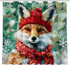 Snowflake Shower Curtain Colorful Fox Shower Curtain for Bathroom Set Winter Shower Curtain Waterproof Shower Curtain for Bathtub Decor 72x72 inch