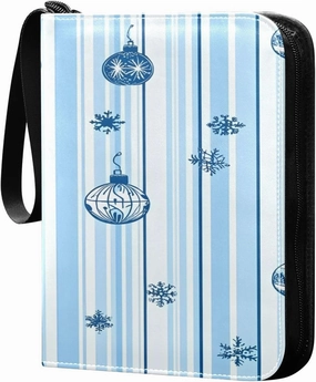 Snowflakes and Colorful Balls Card Binder Trading Card Binder with 50 Removable Sleeves, 400 Card Collection Binder Multicolor Card Albums with Zipper