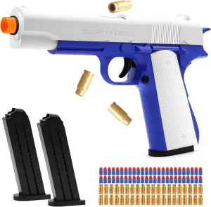 Soft Bullet Toy Gun for Boys with 50 Foam Bullets - Shell Ejecting Fidget Toy Foam Blasters Guns - Realistic Shooting Educational Model - Gifts for Christmas Birthday Kids Adults Age 8 