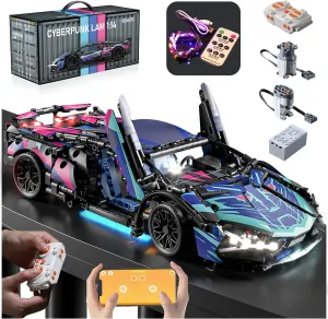 Sport Race Car Building Block Sets for Adults Boys,Remote Control APP Supercar Toys Kits with LED Lights 1:14 Collectible MOC Contruction Birthday Gift for Teens Age 8-12 12-16,14 14 (1314 PCS)
