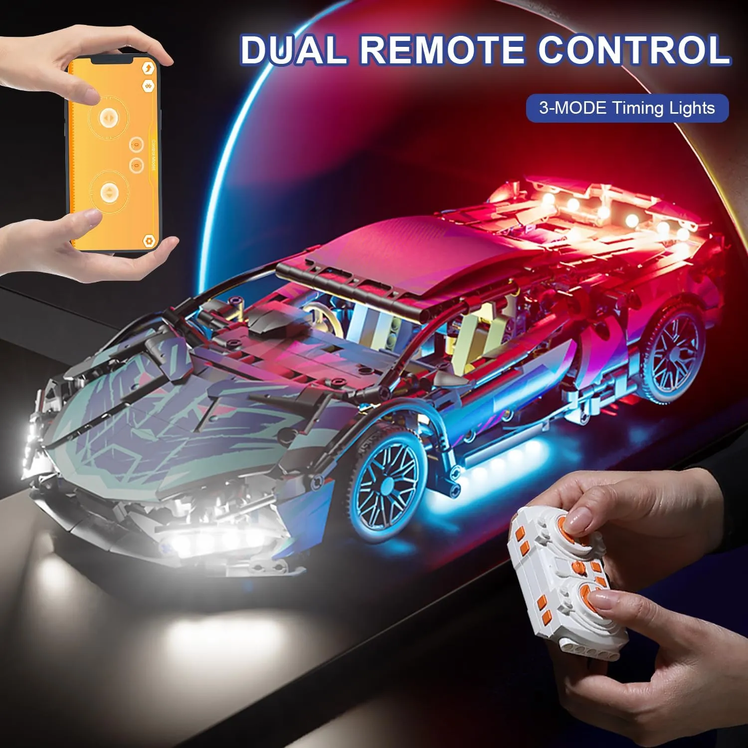 Sport Race Car Building Block Sets for Adults Boys,Remote Control APP Supercar Toys Kits with LED Lights 1:14 Collectible MOC Contruction Birthday Gift for Teens Age 8-12 12-16,14 14 (1314 PCS)