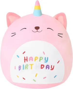 SQEQE Cat Plush Toy Unicorn Cat Stuffed Animal Cute Birthday Plushies Pillow Soft Plushie Doll Gifts for Kid Decor(Pink Caticorn, 14 Inch)