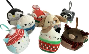 Squishmallows Official Kellytoy 4 Inch Ornament Set Squishy Soft Plush Toy (Winter Theme - 8 Pack)