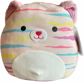 Squishmallows Official Kellytoy 11 Inch Soft Plush Squishy Toy Animals (Atoosa Rainbow Stripe Cat)
