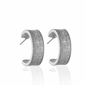 Stardust Silvertone Hoop Earrings