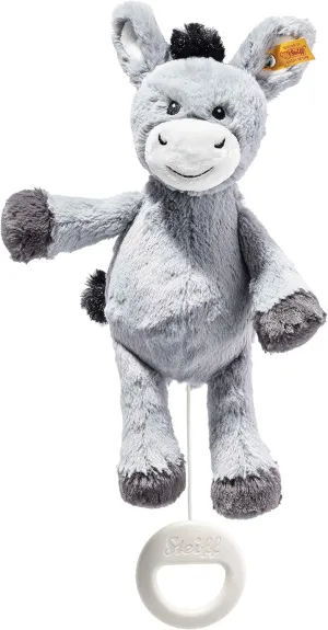 Steiff 242496 Dinkie Donkey Music Box, 26 cm, Grey Blue