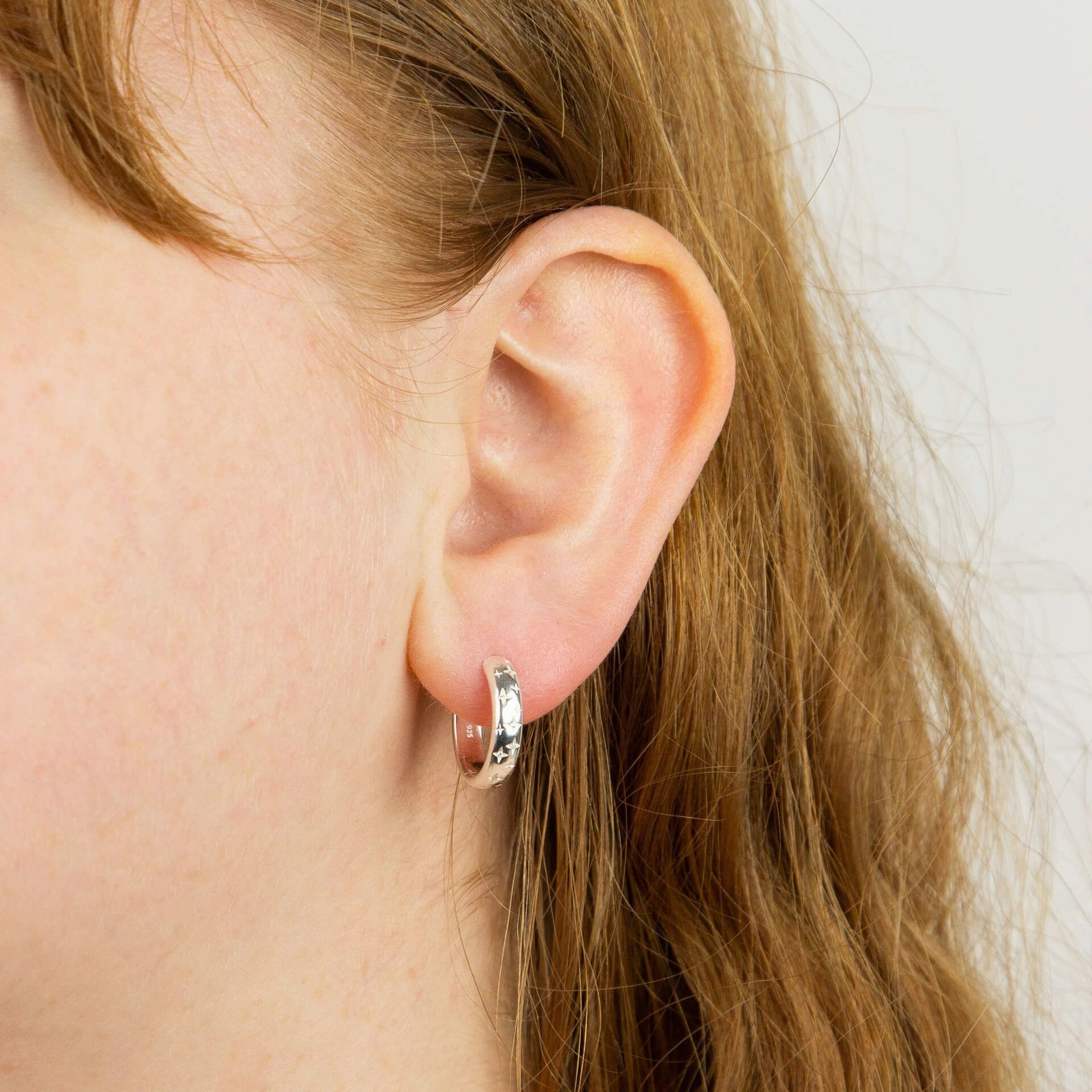 Sterling Silver Starry Night CZ Hoop Earrings