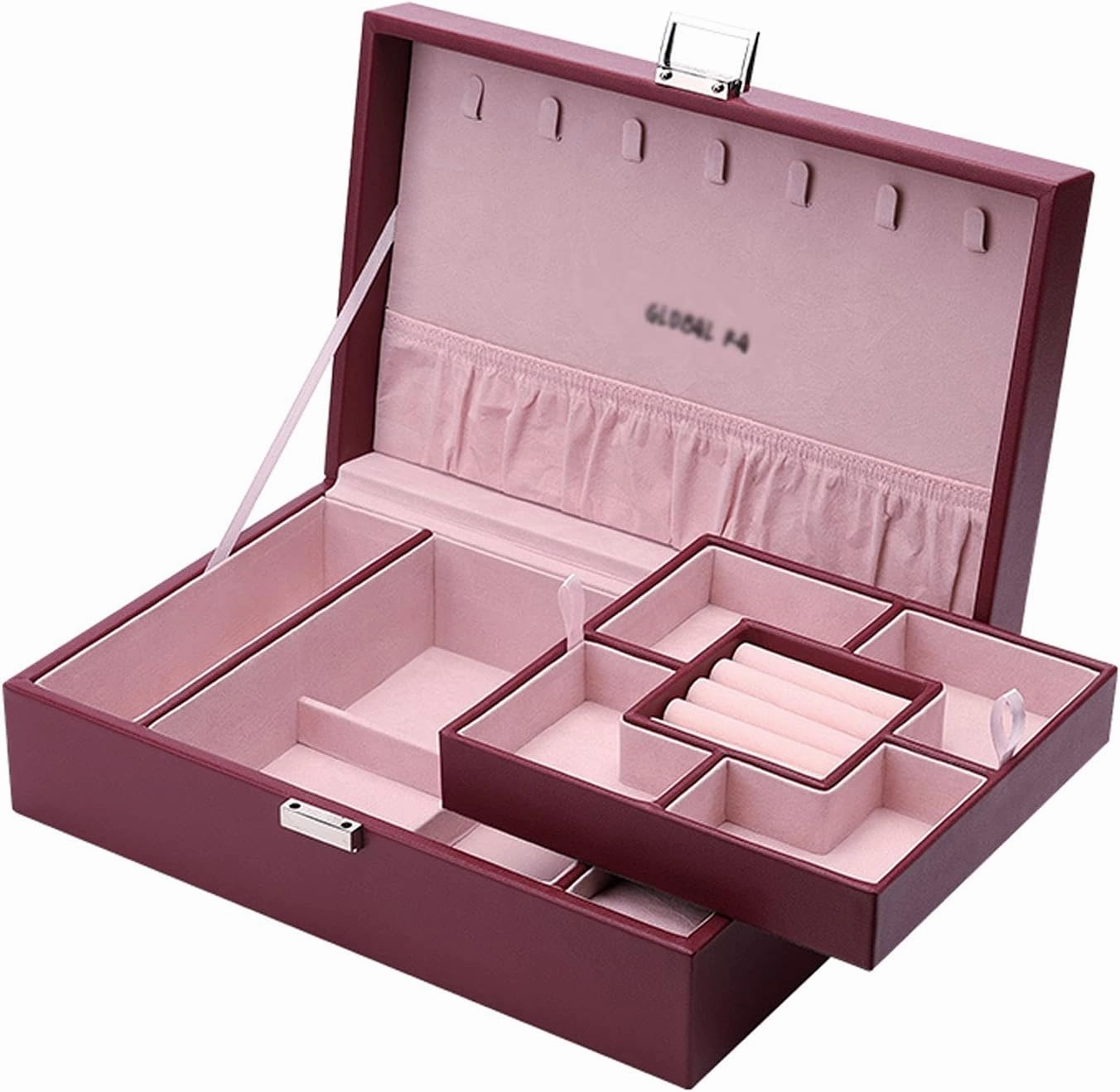 Storage Box Jewelry Organizer PU Leather Jewelry Box Organizer with 2 Watch Case Removable Tray Jewelry Display Storage Case - Velvet Lining Earring Ring Bracelet Case Jewelry Box