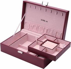 Storage Box Jewelry Organizer PU Leather Jewelry Box Organizer with 2 Watch Case Removable Tray Jewelry Display Storage Case - Velvet Lining Earring Ring Bracelet Case Jewelry Box