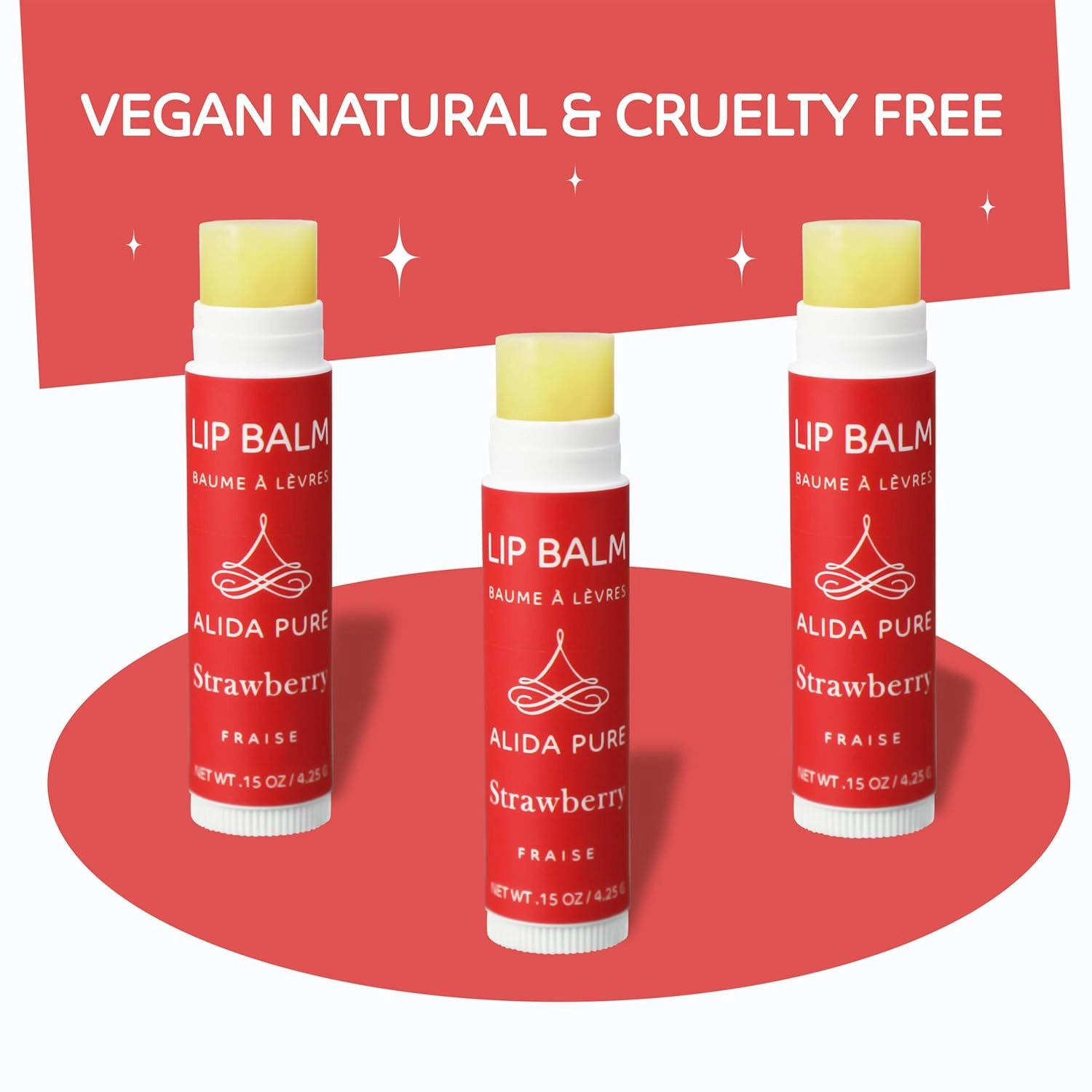 Strawberry Lip Balm Collection, Vegan Set, Beeswax Free, with Avocado And, Organic Jojoba Oil, and Vitamin E, Natural Moisturizer for Dry, Chapped Lips, 3 Tube Set
