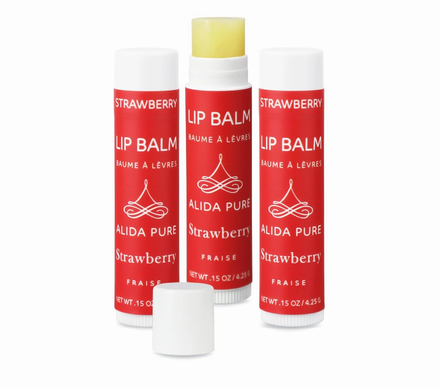 Strawberry Lip Balm Collection, Vegan Set, Beeswax Free, with Avocado And, Organic Jojoba Oil, and Vitamin E, Natural Moisturizer for Dry, Chapped Lips, 3 Tube Set