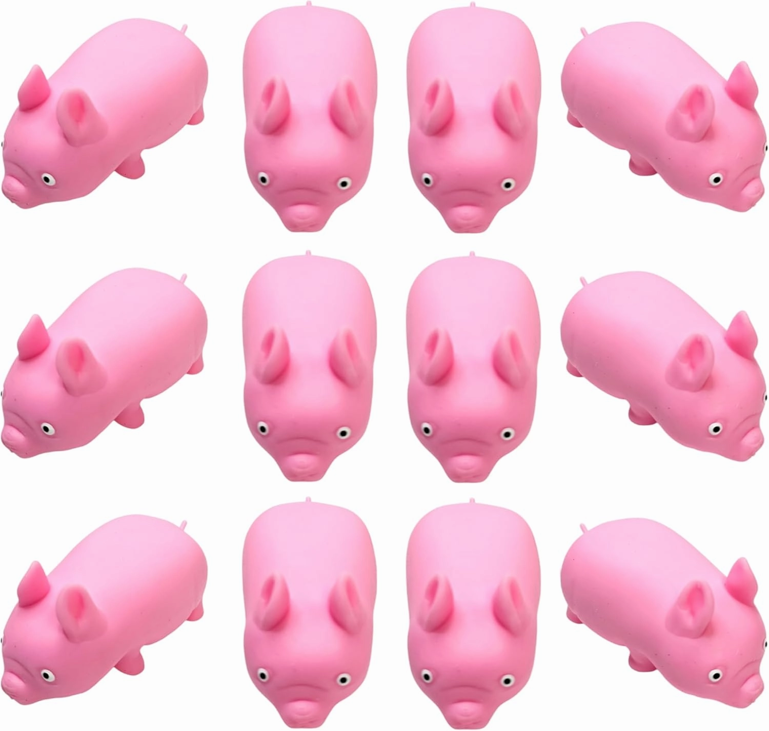 Stretchy, Squish Pig (6 Pack) (4 Inch) Fidget Squeeze Toy Great Prize and Party Favor Farm Animal Stress Relief (6)