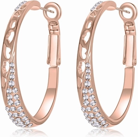 Stunning Austrian Crystal Hollow Hoop Earrings for Women Fashion 14K Gold Plated Hypoallergenic Jewelry Gift