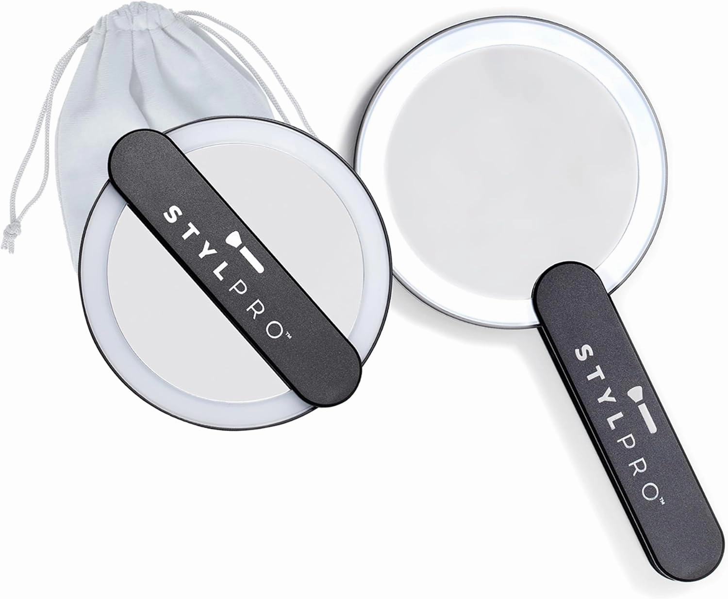 stylPro Stylideas Twirl Me Up LED Hand Held Compact Makeup Mirror - Lightweight, USB Rechargeable - Rotating Handle Perfect for Selfies - 1 pc