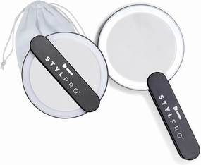 stylPro Stylideas Twirl Me Up LED Hand Held Compact Makeup Mirror - Lightweight, USB Rechargeable - Rotating Handle Perfect for Selfies - 1 pc