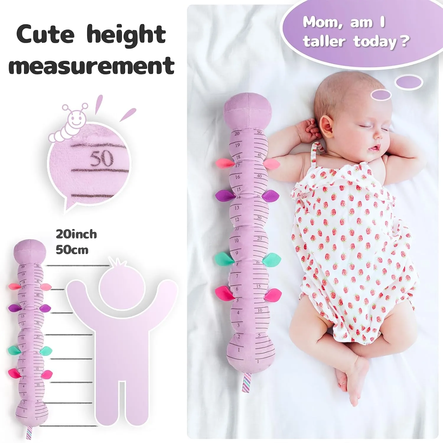 Sumobaby Infant Baby Musical Multi-Sensory Caterpillar, Stuffed Animal Activity Soft Toys, for Tummy Time Newborn 0-3-6-12 Months Girls, Purple