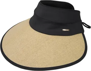Sun Visor Hat for Women, Wide Brim Rollable Hats with Chin Stap UV Protection Beach Ponytail Cap Summer