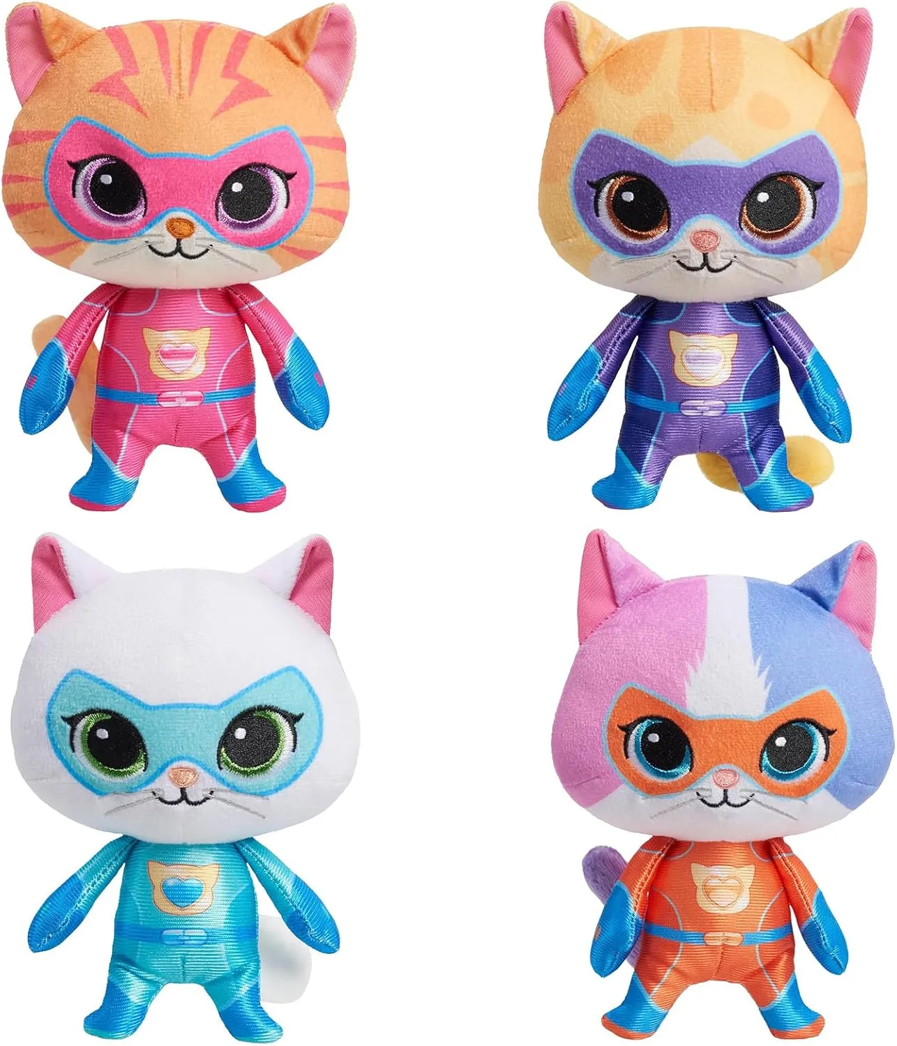 Super Cat Plush Toy – Set of 4 Soft Stuffed Animals – Sparks, Buddy, Ginny, Bitsy – Adorable Kitties Gift Set for Children(8Inch)