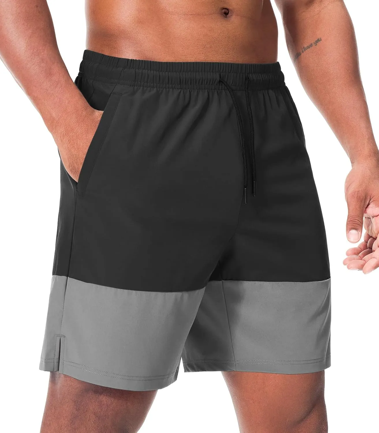 Suwangi Men’s Athletic Gym Shorts Workout Casual Running Shorts for Men Lightweight Quick-Dry Sweat Short with Zipper Pocket