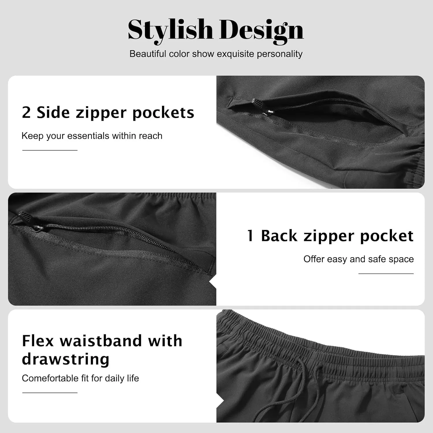 Suwangi Men’s Athletic Gym Shorts Workout Casual Running Shorts for Men Lightweight Quick-Dry Sweat Short with Zipper Pocket