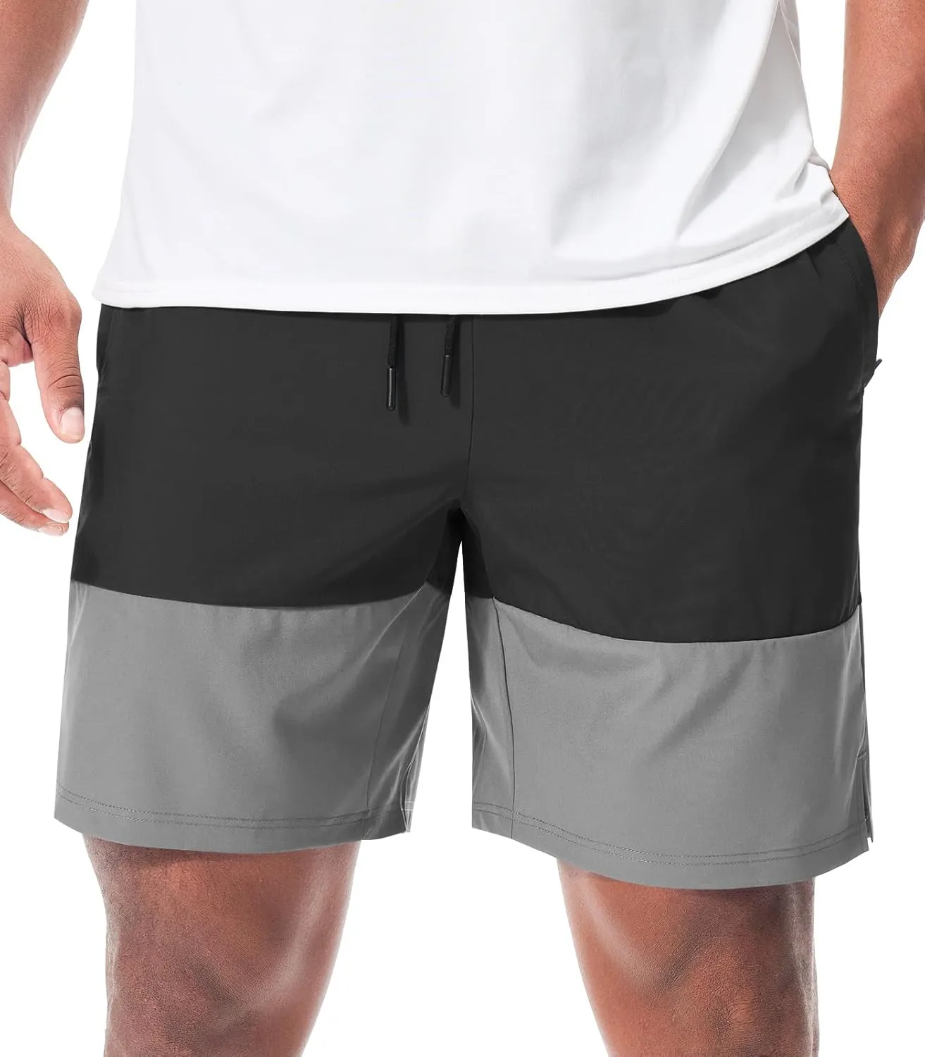 Suwangi Men’s Athletic Gym Shorts Workout Casual Running Shorts for Men Lightweight Quick-Dry Sweat Short with Zipper Pocket