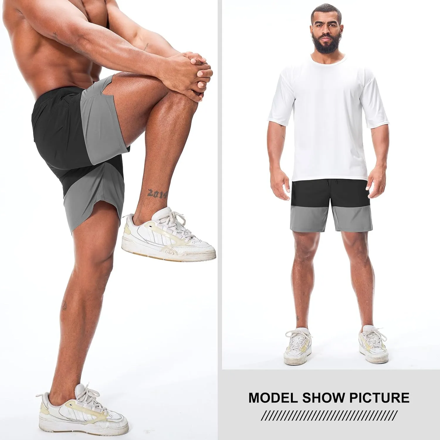 Suwangi Men’s Athletic Gym Shorts Workout Casual Running Shorts for Men Lightweight Quick-Dry Sweat Short with Zipper Pocket