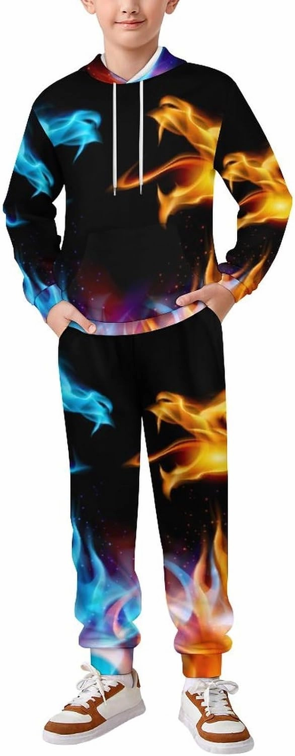 Sweatsuit Set Track Suits Hoodie Sweatshirts Wide Leg Sweatpants with Pockets