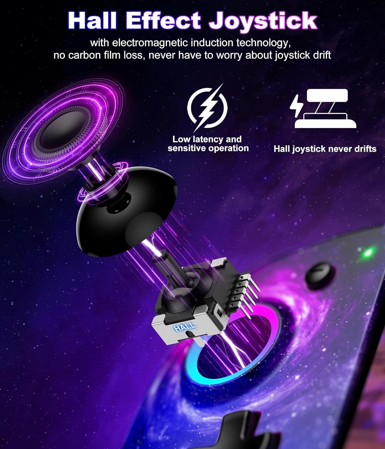 Switch Controllers for Nintendo Switch/OLED Accessories, Hall Effect Joystick Switch Wireless Pro Controller, One-Piece Switch Joypad for Handheld Mode with Light/Mapping