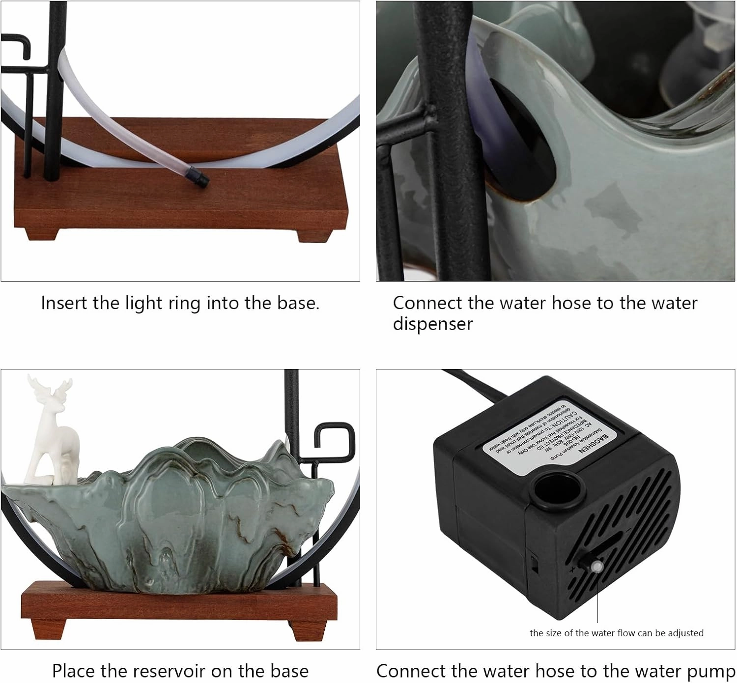 Tabletop Fountain,Indoor Waterfall with LED&Mist,Ceramic Water Fall with Backflow Incense and Fake Plants,Feng Shui Decor for Good Luck and Wealth (Waterfall)
