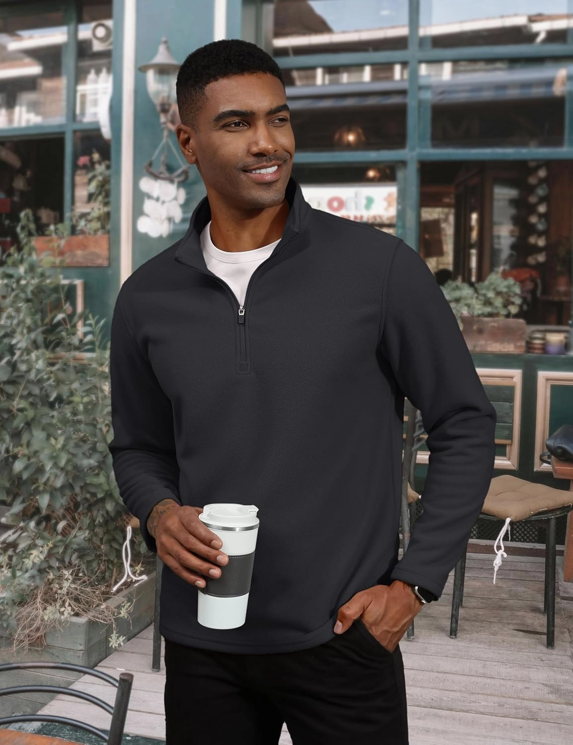 TACVASEN Men's Quarter Zip Pullover Mock Neck Sweatshirt Fleece Lightweight Fashion Sweaters Casual Activewear