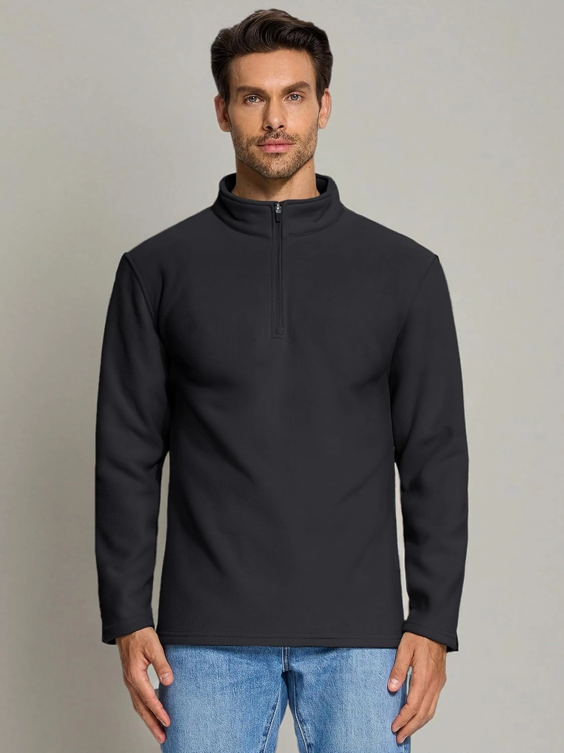 TACVASEN Men's Quarter Zip Pullover Mock Neck Sweatshirt Fleece Lightweight Fashion Sweaters Casual Activewear