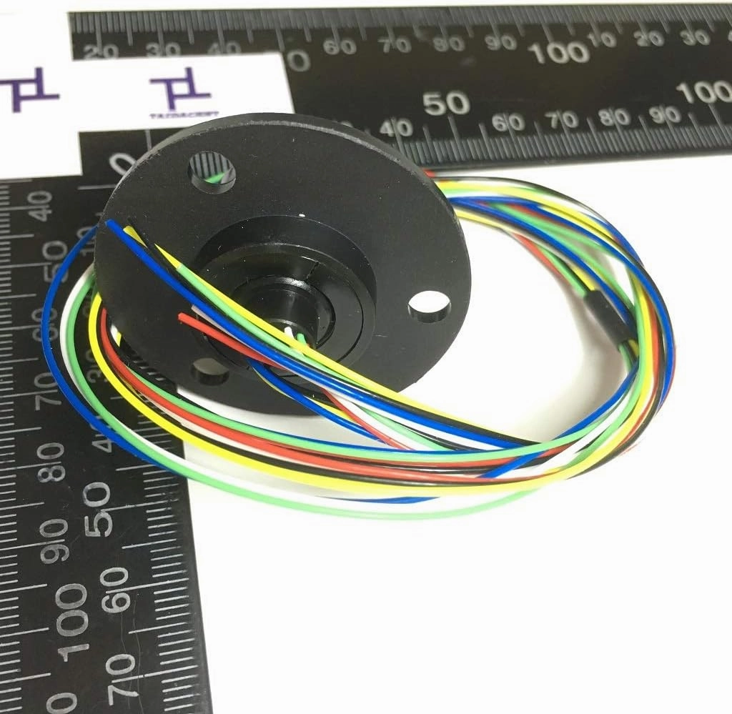 Taidacent Hollow Slip Signal Power Continued 2/4/6/12 Road Collector Ring Conductive Electric Motor Slip Ring Rotating Connector (5mm Inner 22mm Outer 6 Wire 2A)