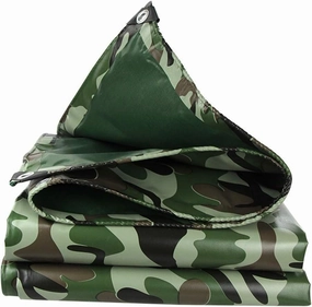 Tarpaulin Waterproof Heavy Duty Sunscreen Windproof Truck Cover Camouflage Canvas Aluminum Alloy Eyelet Outdoor Camping Tent, 13 Sizes (Color : Green, Size : 3.8x3.8M)