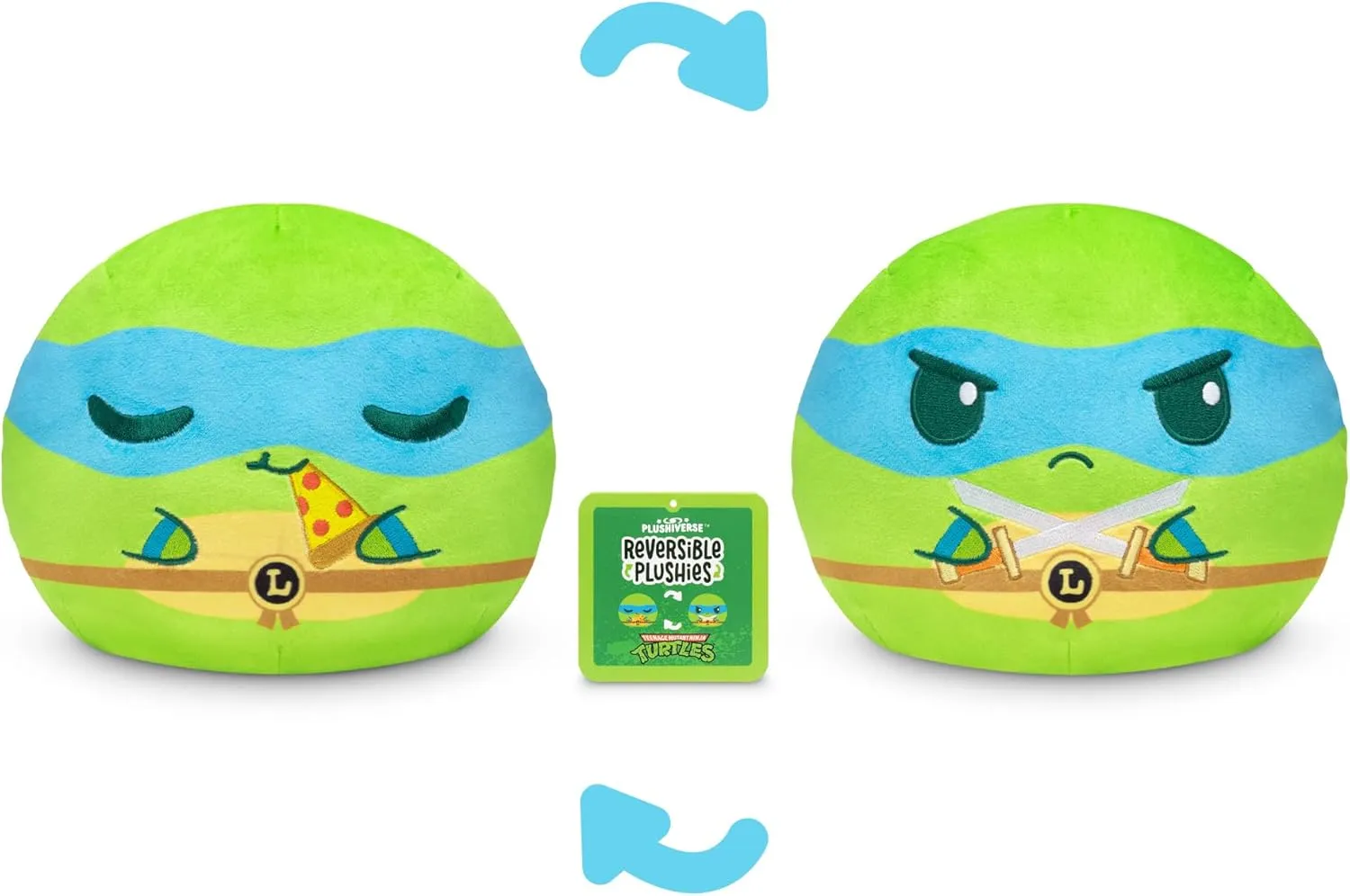 TeeTurtle Teenage Mutant Ninja Turtles 6" Reversible Plushie - Leonardo - Cute Kawaii Soft Stuffed Animal