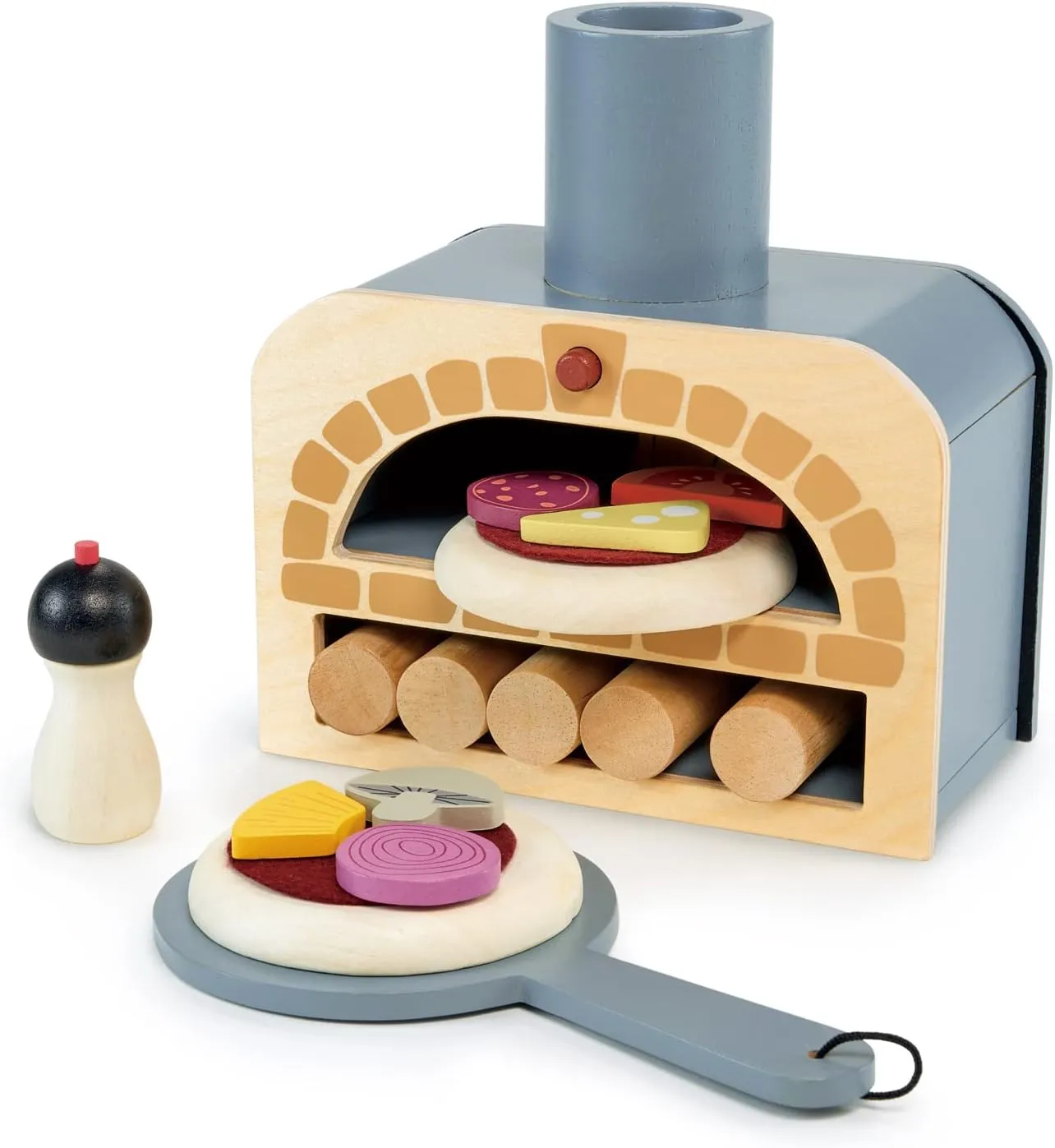 Tender Leaf Toys - Make Me a Pizza! - Pizza Toy Oven, 18 Piece Wooden Play Food Set - Develops Social, Creative and Imaginative Skills, Gender-Neutral for Boys and Girls - Age 3 