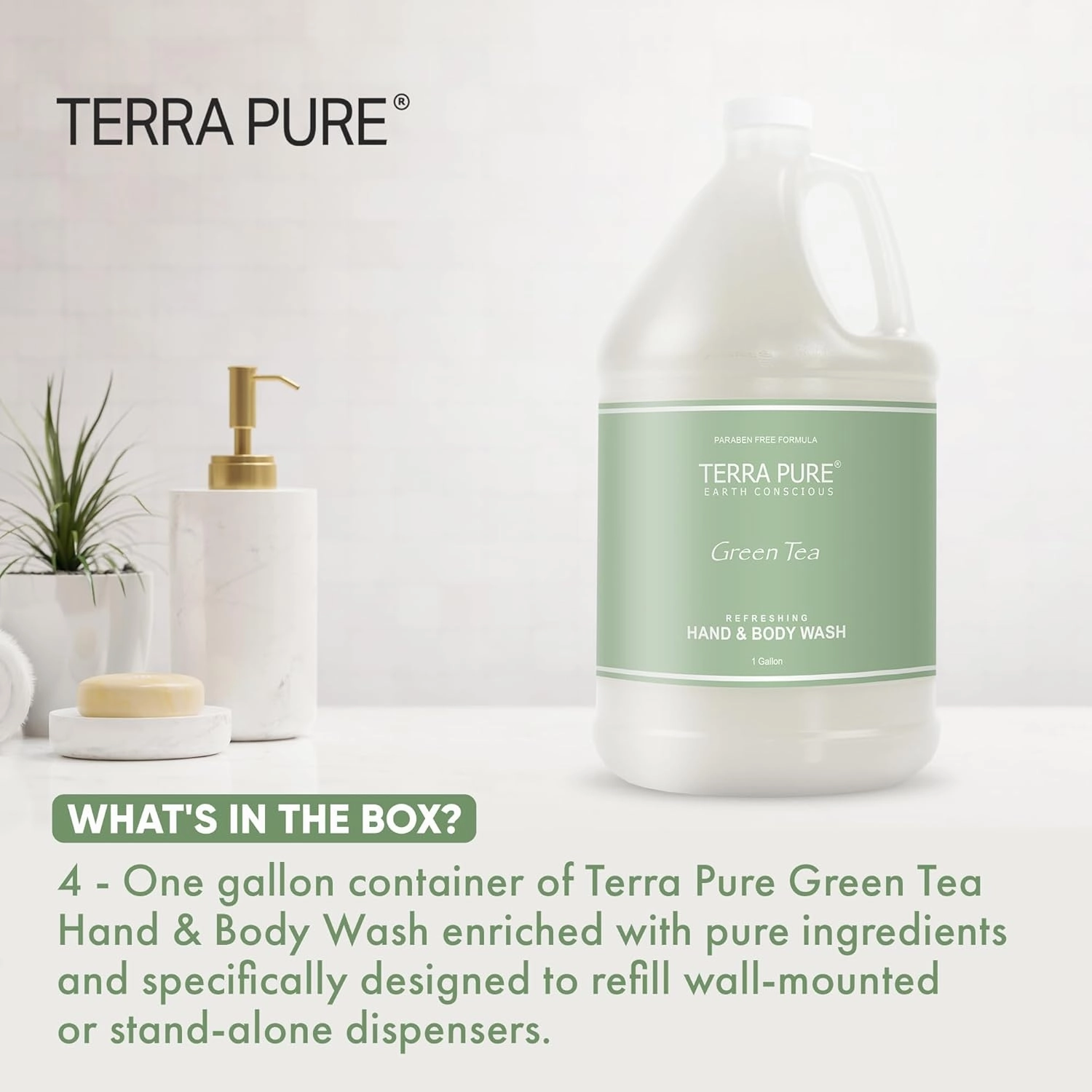 Terra Pure Hotel Hand & Body Wash Soap | Four Gallons | Designed to Refill Soap Dispensers (Set of 4)