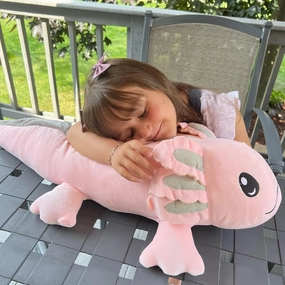 Tezituor Weighted Axolotl Stuffed Animals, 4lbs Axolotl Plush Glow in The Dark Toys for Kids and Adults, 31.5" Squishy and Cuddly Sensory Companion Weighted Salamander Plush