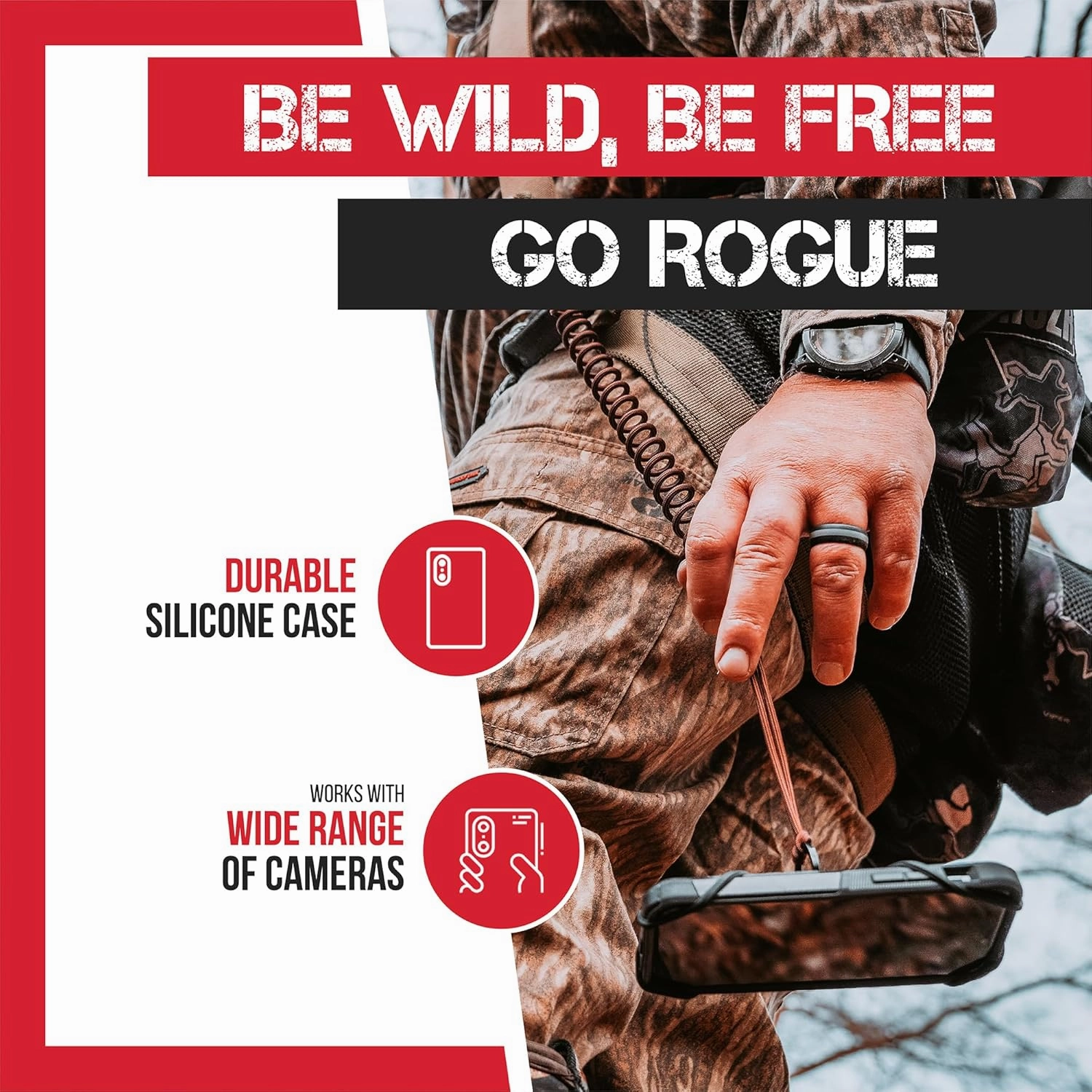 The Protector Phone Tether | Use As Cell Phone Lanyard or Hiking/Boating/Kayak Tether | Leash Ensures Your Phone is Safe and Protected Red