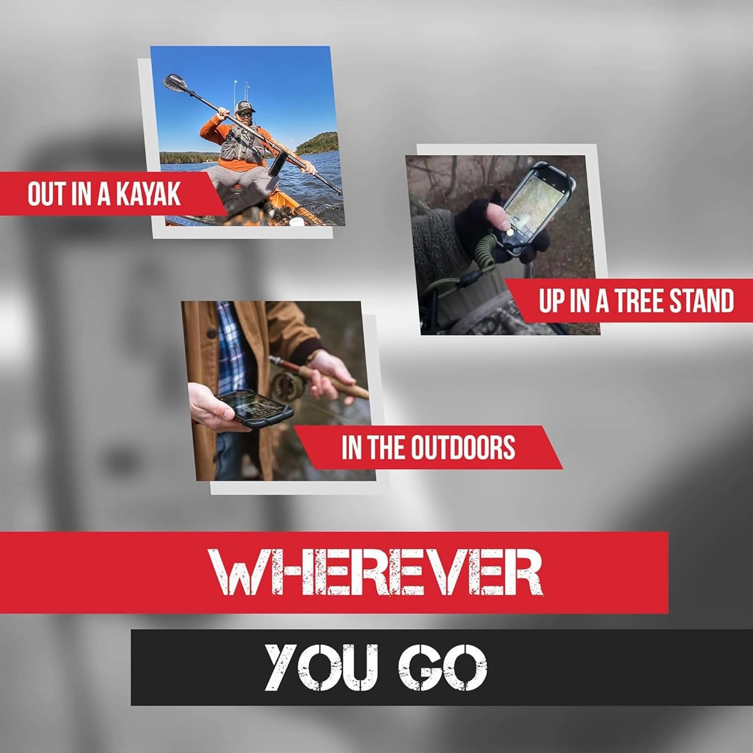The Protector Phone Tether | Use As Cell Phone Lanyard or Hiking/Boating/Kayak Tether | Leash Ensures Your Phone is Safe and Protected Red