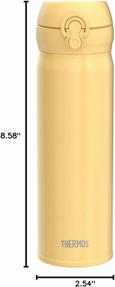 Thermos JNL-506 CRY Vacuum Insulated Portable Mug, 16.9 fl oz (500 ml), Cream Yellow, Easy to Clean and Easy to Clean, Lightweight Type, One-Touch Opening, Stainless Steel Bottle, Hot and Cold